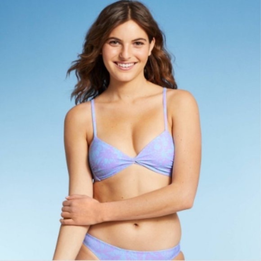 NWT Juniors’ Twist-Front Bralette Bikini Top  Xhilaration™ Multi Butterfly Print